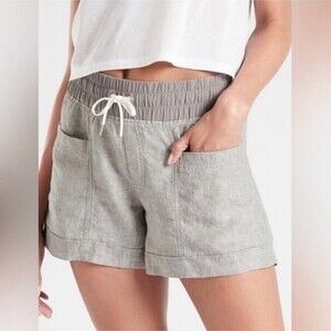 Athleta Cabo Linen Grey Shorts 4" Inseam Size 2‎